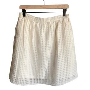 NWT Maison Jules Womens M White Gingham Mini Skirt Twee Minimalist Clean Girl